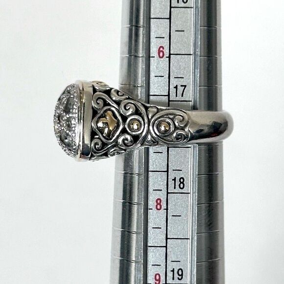 John Hardy Designer .925/18k Gold Light Colored Stone Cluster Ring. Size 7 - Picture 3 of 14